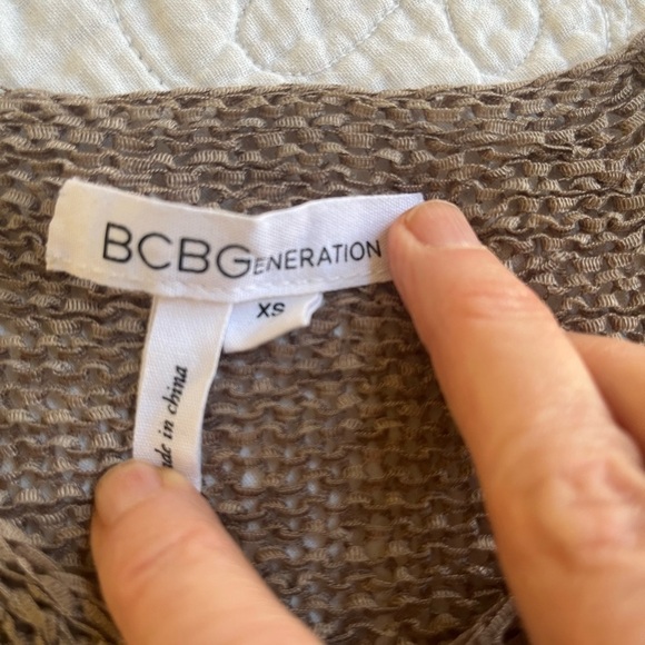 BCBGeneration Sweater Open Weave 3/4 Rolled Sleeve in Light Brown Size XS - Picture 4 of 6